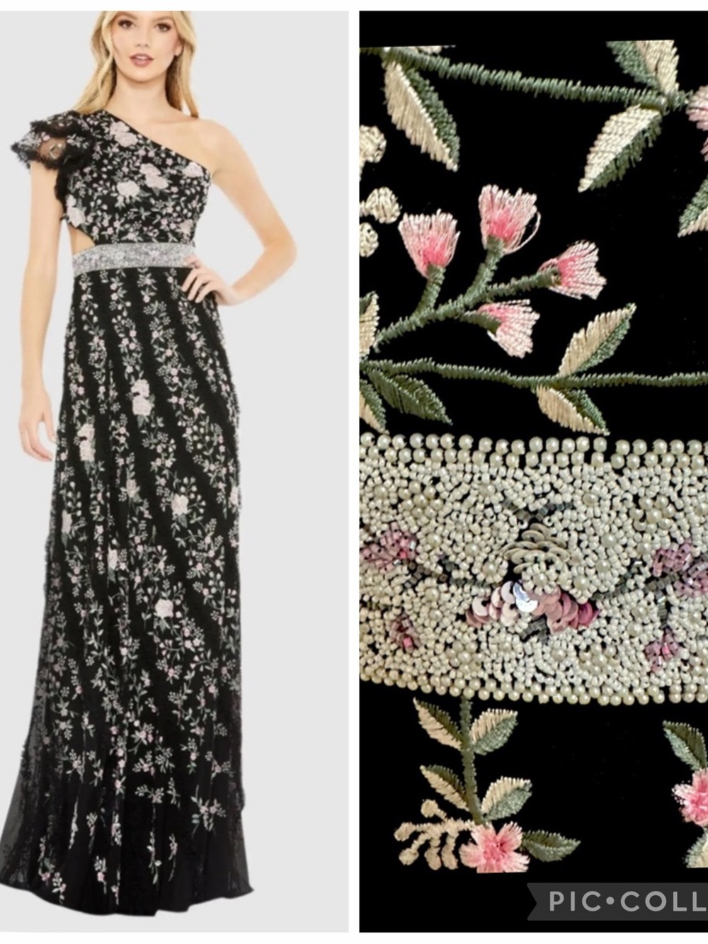 NWT Mac Duggal 70160 FLORAL GOWN One Shoulder size 6